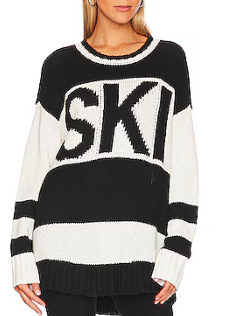 Show Me Your MuMu Black and White 'SKI' Graphic Crewneck Sweater